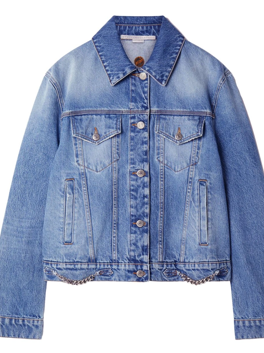 Cheap Stella chain-detail McCartney denim Falabella jacket Women 0823